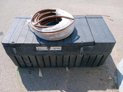 TUFF-BOX Plastic Jobsite Storage Box with Reinforced Lid and Dual Compartments