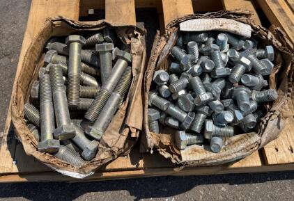 Heavy Duty Steel Hex Head Bolts, 3/4"x4" & 1/2"x2", Zinc-Coated, Qty ~140, Structural Grade