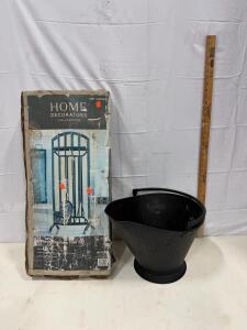 Home Decorators Collection 5-Piece Fireplace Tool Set (K235B) w/ Coal Scuttle Bucket Sp-9