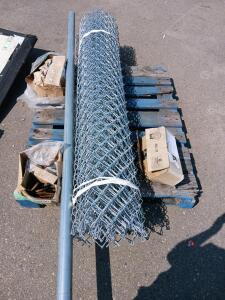4 ft x 50 ft Galvanized Chain Link Fence Roll with Steel Post & Hardware Included