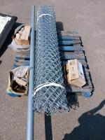 4 ft x 50 ft Galvanized Chain Link Fence Roll with Steel Post & Hardware Included