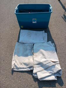 Heavy-Duty Canvas Drop Cloths (3) with Rubbermaid Roughneck 31-Gallon Storage Bin