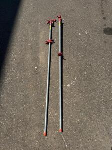 Pair of 3/4" Pipe Clamps, 4 Ft Length, Red Cast Iron Jaws, Heavy-Duty, Galvanized Steel Pipe