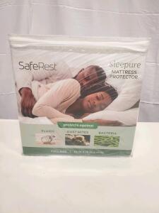 SafeRest Sleepure Full Size Waterproof Mattress Protector, 60% Polyester 40% Viscose, Fits Up to 18" Deep