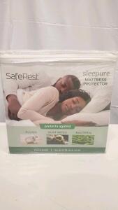 SafeRest Sleepure Full Size Waterproof Mattress Protector, 60% Polyester 40% Viscose, Fits Up to 18" Deep