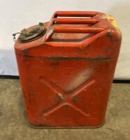 Red 5 Gallon US Military Steel Jerry Can, Classic &ldquo;X&rdquo; & &ldquo;US&rdquo; Stamping, Three-Handle Design ( R7 ) - 3