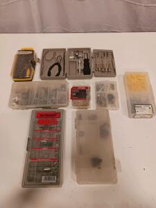 Mixed Tool & Hardware Lot &ndash; AUTOSHOP 40pc Socket Set, Dottie Anchor Kit, Crown Bolt Hooks, Assortment Boxes (sp-9)