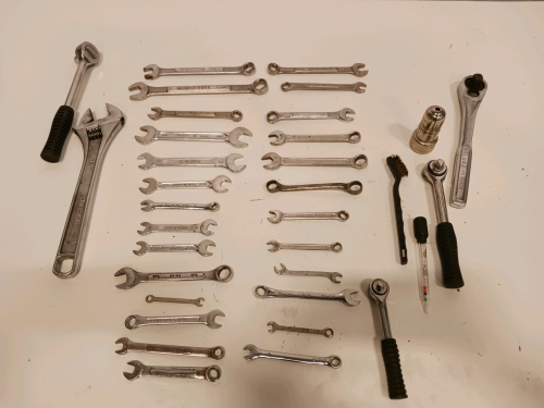 Mixed Powerbuilt & USA Wrench and Ratchet Set, 41-Piece, 1/4"-1 1/8", Hydrometer, No Case (sp-9)