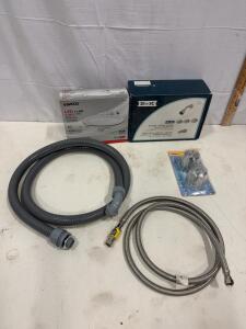 Satco S39062 LED Downlight, B&K 221-001 Tub & Shower Kit, Kissler Handles, Hoses Lot (Sp-9)