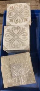 8"x8" Decorative Ceramic Tiles, Vintage Pattern, Matte Finish, Est. 40 Pieces, Floor/Wall