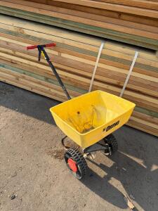 Ortho Walk-Behind Broadcast Spreader with 85 lb Capacity and 10 ft Spread Width