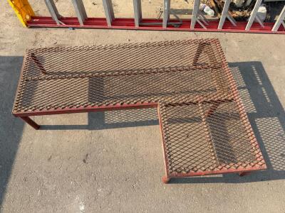 Industrial L-Shaped Heavy-Duty Steel Work Platform, Expanded Mesh Top, 72"x36"x18", 1,000 lb Cap