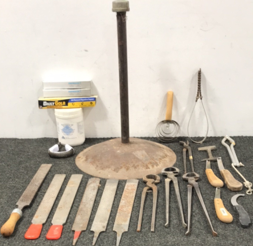 Hoof Stand, (3) Nippers, (6) Hoof Files, (4) Hoof Knives, Horse Meds