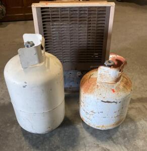 Vintage Duo-Therm Propane RV Furnace, Approx. 14.25" H x 14" W x 24.75" D, Includes Two 20 lb Propane Tanks (R3)