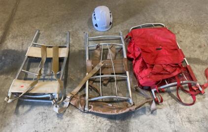 Vintage External Frame Backpack with Aluminum Frame and Red Nylon Pack and More (R3)