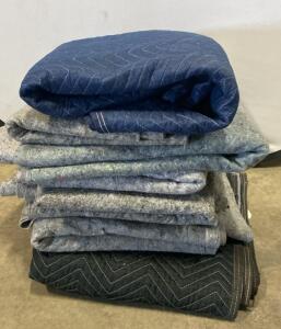 Set of 7 Quilted Moving Blankets &ndash; 72" x 80", Blue/Gray/Black, Double-Stitched Edges (R3)