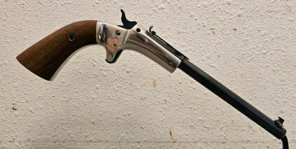 J. Stevens Tip-Up Single Shot Pistol, .22 Rimfire, Nickel/Walnut, #38779