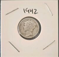 1942 & 1944 U.S. Mercury Dimes, 90% Silver, Circulated XF-VF - 2