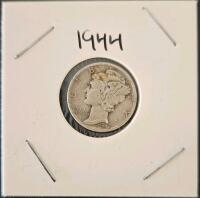 1942 & 1944 U.S. Mercury Dimes, 90% Silver, Circulated XF-VF - 3