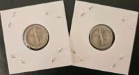 1942 & 1944 U.S. Mercury Dimes, 90% Silver, Circulated XF-VF - 4