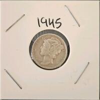 1945 Mercury Dimes, 90% Silver, San Francisco Mint, Circulated Condition - 3