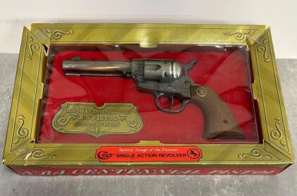 Daisy NRA Centennial .177 BB Revolver, 1971, Single Action, Nickel, Original Box, SN 00213x01