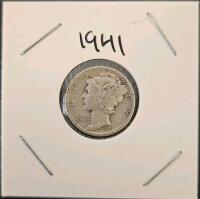 1941 & 1945 Mercury Dimes &ndash; 90% Silver, Circulated Condition - 2