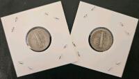 1941 & 1945 Mercury Dimes &ndash; 90% Silver, Circulated Condition - 4