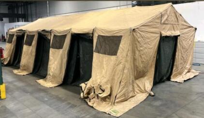 Large Military Tent and Accessory Kit &ndash; 2 Locking Wood Box, Forklift Base, 2 Crates