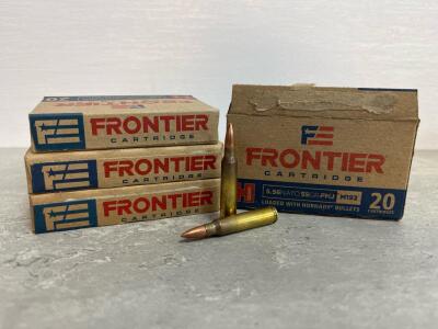 Frontier 5.56 NATO M193 55Gr FMJ 80 Rounds &ndash; Brass Case, Hornady Bullets, 4 Boxes