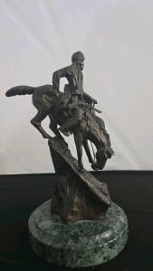 Bronze "Mountain Man" Sculpture On Marble Base &ndash; Frederic Remington Western Art, 16" Tall
