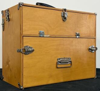 Pflumm Gun Mfg. Pistol Packall Wooden Gun Case, Holds 3-5 Pistols, Green Felt Lining, KS Made