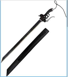 Gunblade-Style Fantasy Sword, 38" Overall Length, Stainless Steel Blade, Includes Sheath (Shelf 11)