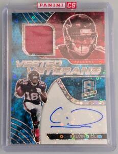 2020 Panini Spectra Calvin Ridley Vested Veterans Blue Prizm Jersey Auto 17/25 Falcons