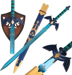 Legend Of Zelda Master Sword & Hylian Shield Replica Set, 43" Sword, 4.6 lb, Decorative Cosplay (Shelf 5)