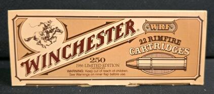Winchester .22 WRF Rimfire Cartridges 1986 Limited Edition, 250 Rounds, Collector's Box