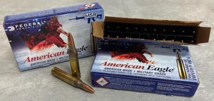 Federal American Eagle 5.56x45MM NATO 55 Grain FMJ Brass Reloadable - Box Of 20 Cartridges (3 boxes)
