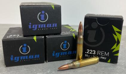 Igman .223 Rem 55Gr FMJ Brass Boxer 20rd Box, Bosnia And Herzegovina, Centerfire Rifle Ammo (4boxes)