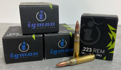 Igman .223 Rem 55Gr FMJ Brass Boxer 20rd Box, Bosnia And Herzegovina, Centerfire Rifle Ammo( 4 boxes)