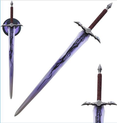 Fantasy Decorative Sword With Purple/Black Design, Stainless Steel Blade, Includes Wall Display Plaque (Shelf 5)