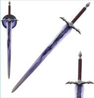 Fantasy Decorative Sword With Purple/Black Design, Stainless Steel Blade, Includes Wall Display Plaque (Shelf 5)