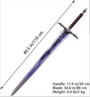 Fantasy Decorative Sword With Purple/Black Design, Stainless Steel Blade, Includes Wall Display Plaque (Shelf 5) - 2