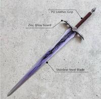 Fantasy Decorative Sword With Purple/Black Design, Stainless Steel Blade, Includes Wall Display Plaque (Shelf 5) - 4