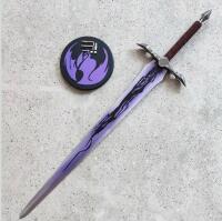 Fantasy Decorative Sword With Purple/Black Design, Stainless Steel Blade, Includes Wall Display Plaque (Shelf 5) - 5