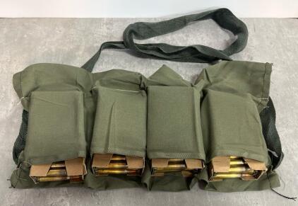 (4) Lake City M855 5.56mm NATO 62gr FMJ Green Tip, 120rd Surplus GI Bandolier