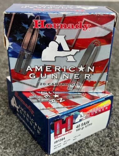 Hornady American Gunner .40 S&W 180 gr XTP JHP, 2 Boxes of 20 Rounds, USA Made Ammo