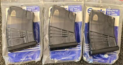(3) Eagle International F.A.G. 3015 10-Round Magazine for Ruger Mini-30, 7.62x39mm, Black Polymer
