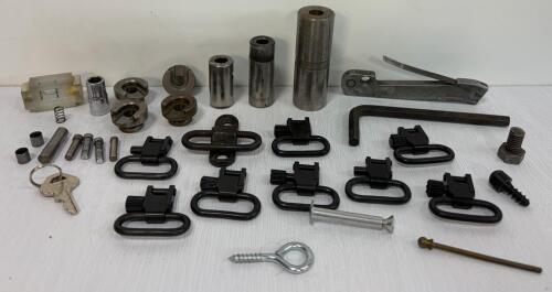 Assorted Gunsmithing Parts Lot &ndash; Includes 8 QD Sling Swivels, Various Action Components