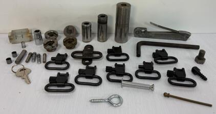 Assorted Gunsmithing Parts Lot &ndash; Includes 8 QD Sling Swivels, Various Action Components