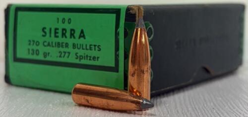 Sierra .277 130gr Spitzer Bullets, Box of 100, Reloading Components for 270 Caliber Rifles